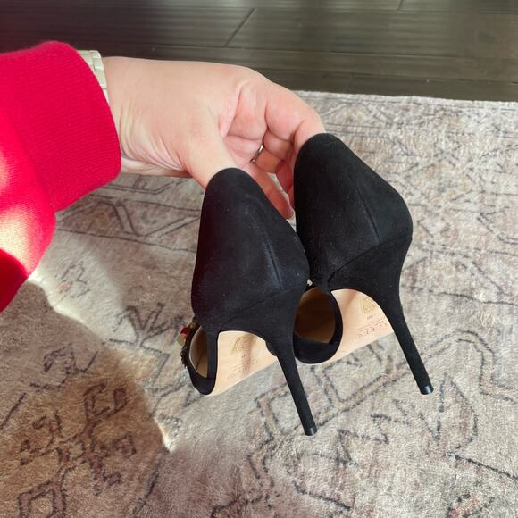 J. Crew Collection SZ 10 Elsie Floral Sequin D'Orsay Pumps Black Suede Heels EUC - Picture 5 of 10